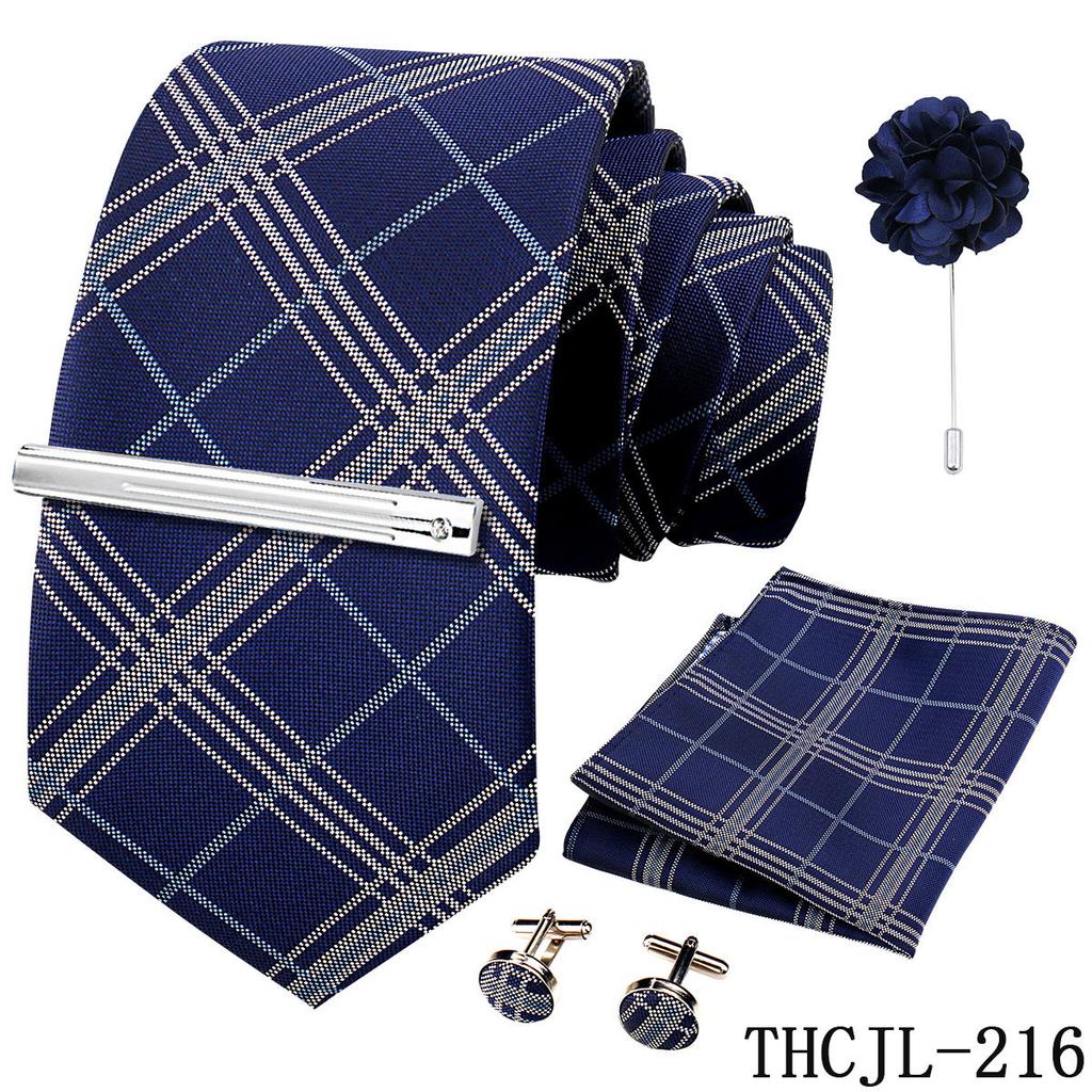 Men'S Business Dress Tie 5-Piece Groom Best Man Dress Accessories Gaowei Dense Jacquard Tie Worker