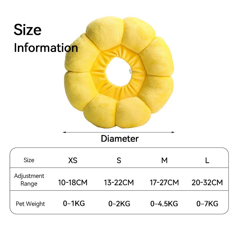 Pet Sunflower Elizabethan Collar Adjustable Anti-Bite Surgery Anti-Lick Wound Healing Cat Protection Collars Soft Plush Collar S