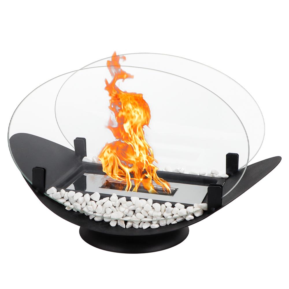 Modern Tabletop Fireplace Hotel Villa Indoor Ethanol Fire Pit Metal Matte Black Portable for Gathering Decoration