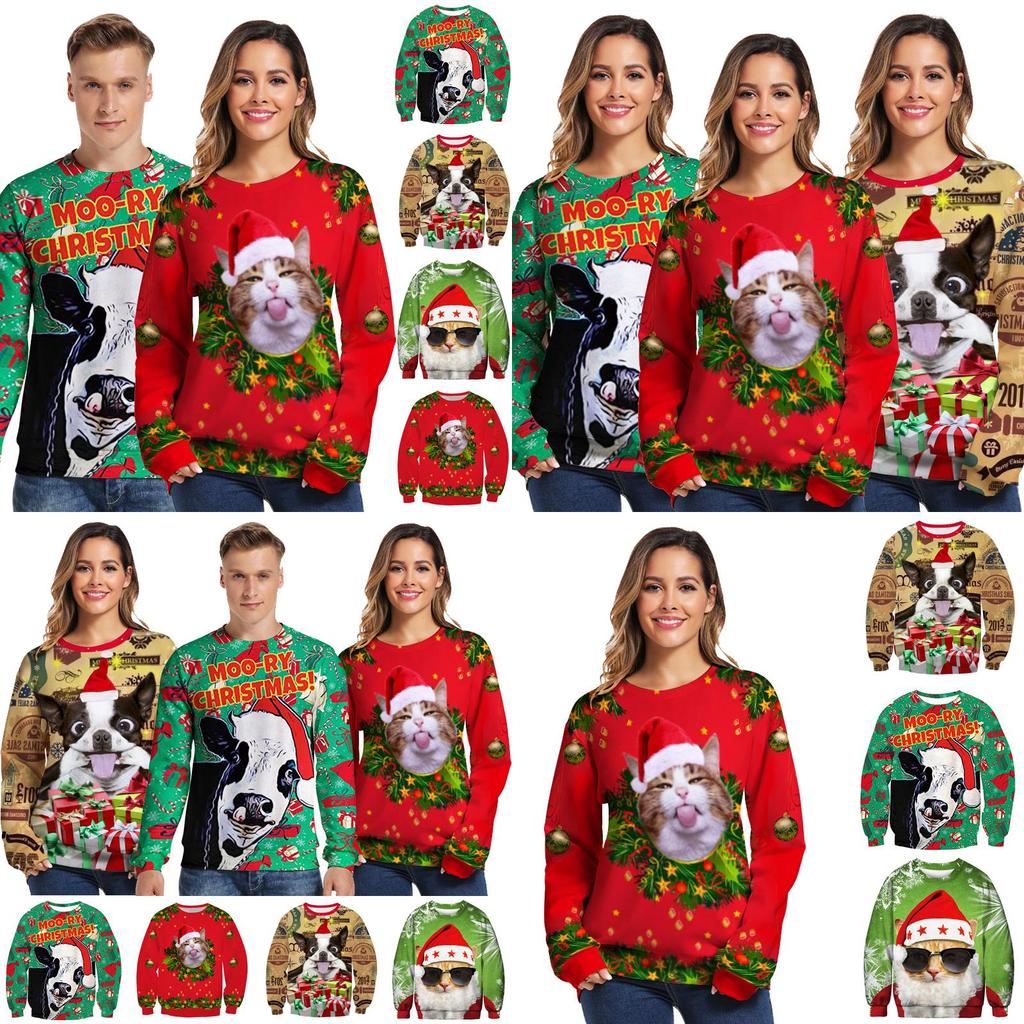 Luxuriously Soft Women Christmas Sweater Santa Claus Cat Dog Xmas Jumper Top
