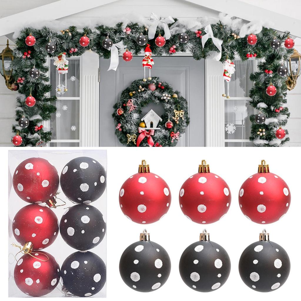 Christmas Balls 6 Pieces Party Pendant 2.36 Inch Shatterproof Ball Christmas Decorations For Winter Holiday Indoor Window Home