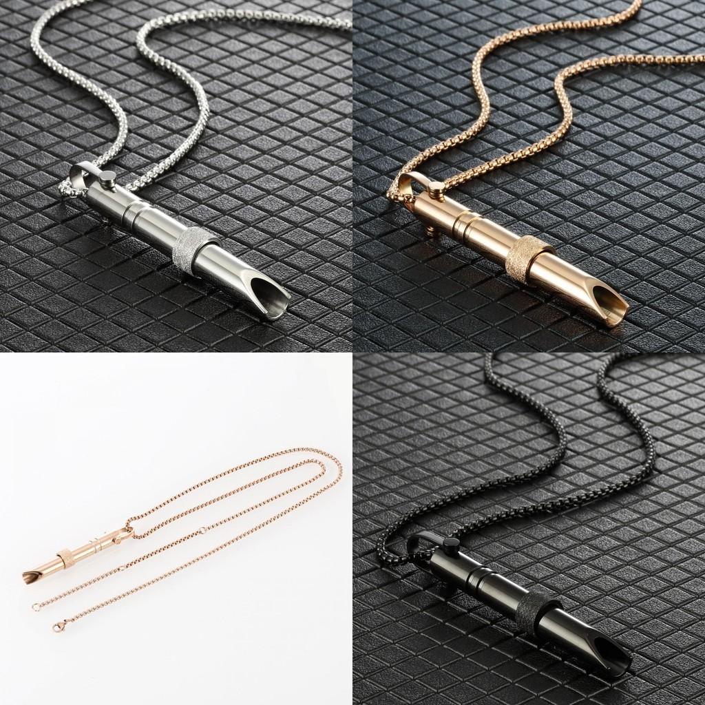 Stylish Stainless Steel Necklace Meditation Mindfulness Pendant Relieves Stress Breath Control