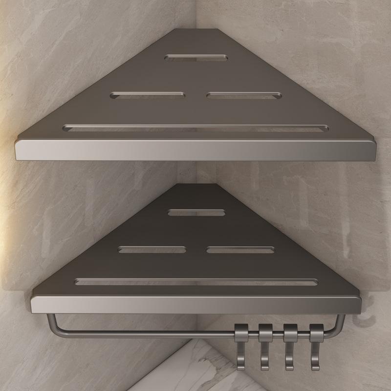 Metal Iron Triangle Corner Storage Shelf Punch Free Wall Mounted Organizer For Bathroom Toilet Shower Space Saving
