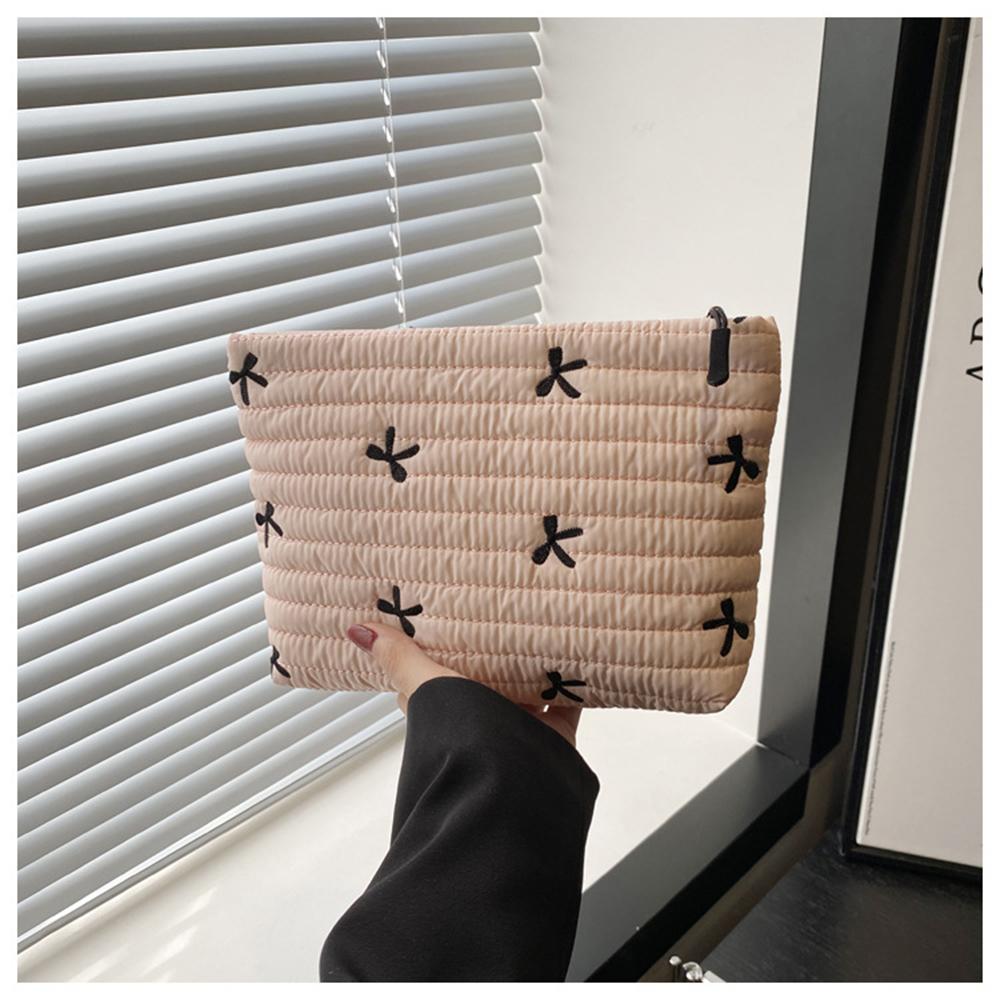 Ins Fashion Women Handbag Portable Simple Oxford Bow Travel Organizer Makeup Storage Pouch Large Capacity Cosmetic Zipper Bag