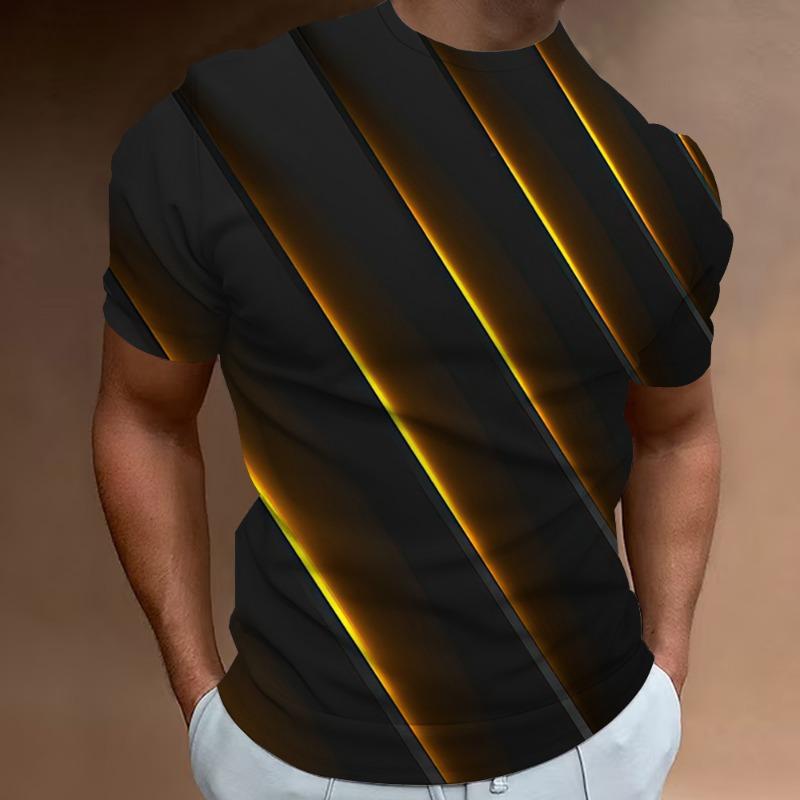 Modische T-Shirts für Herren mit 3D-Linien-Druck, Herrenbekleidung, Street-Designer, kurzärmelig, übergroße Top-T-Shirts, tägliche Freizeitsportbekleidung