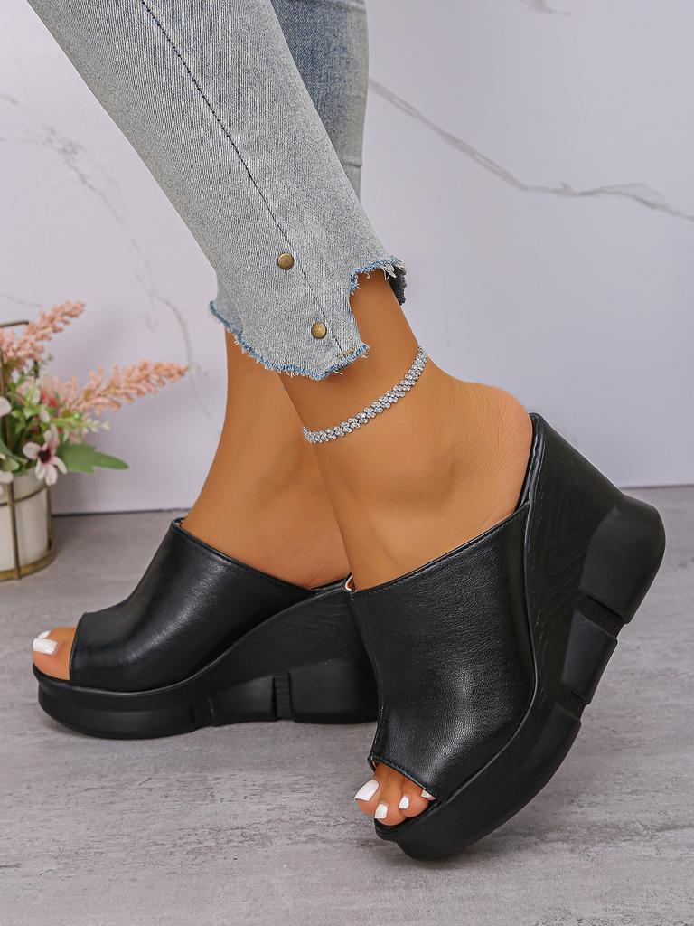 Woman Slippers Summer Platform Ladies Wedges Peep Toe Slides Female Solid Women Casual Outdoor Shoes Women's