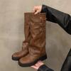 Retro Style Knee High Boots Women Fashion Ladies Slip On Knight Long Boots Autumn Winter Women's Footwear Heels Women Boots
