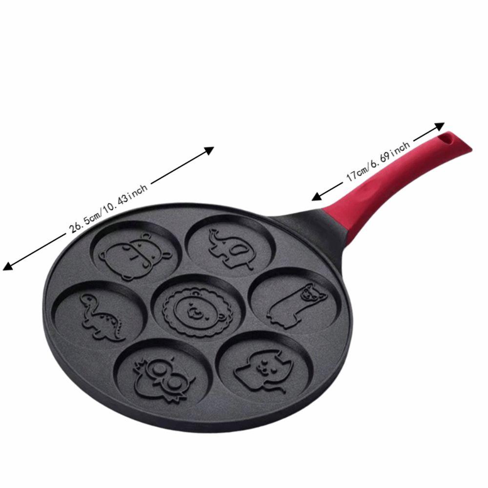 7-Hole Design Egg Frying Pan Black Beige Pink Blue Red Crepe Pan Breakfast Cooking