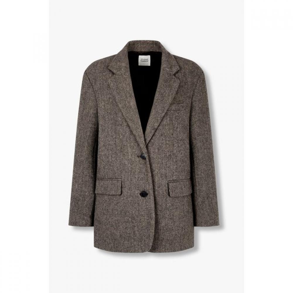 Studio Tomboy Wool Blend Two Button Single Jacket  9175412982ct dark beige/FREE
