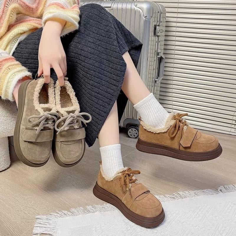 Retro Women's Autumn and Winter New Warm and Plush Thick-soled Snow Cotton Shoes
