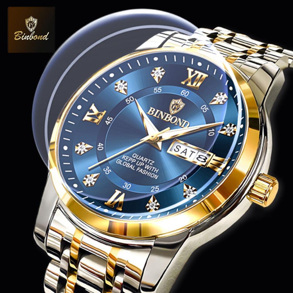 BINBOND Top Brand Luxury Fashion Watch Men 3ATM Waterproof Date Clock Sport Watches Mens Quartz Wristwatch