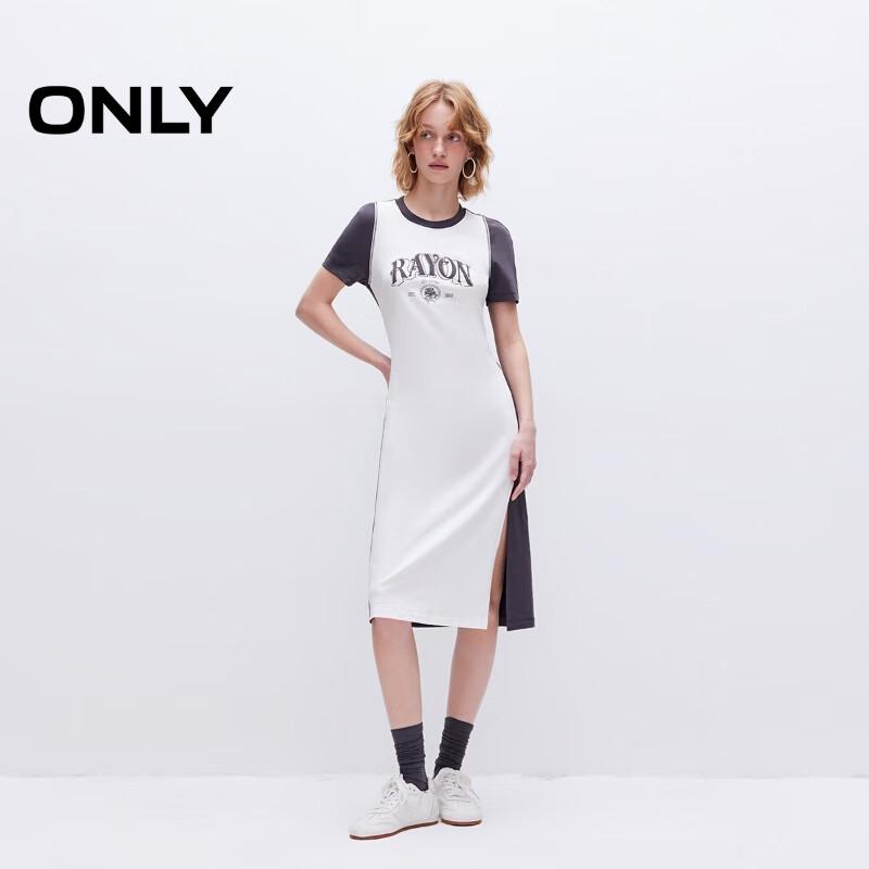 ONLY Women's Letter Print Round Neck T-Shirt Midi Dress