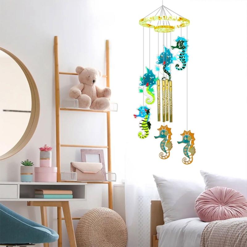 Diy Hippocampus Wind Chime Crystal Epoxy Mold Keychain Pendant Wall Hanging Curtain Wind Chime Mirror Silicone Mold