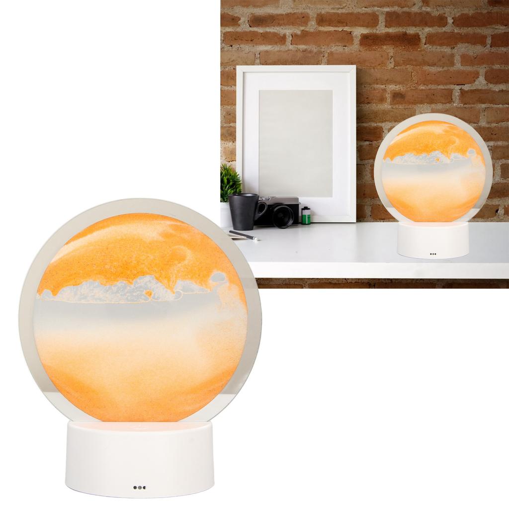 Moving Sand Art Round Frame 3D Transparent Glass Battery USB Powered Lights Dynamic Sand Picture for Family Cafe