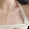 Blue Water Drop Fringed Necklace Women's New Cold Titanium Steel Non-fading Collarbone Chain Jewelry