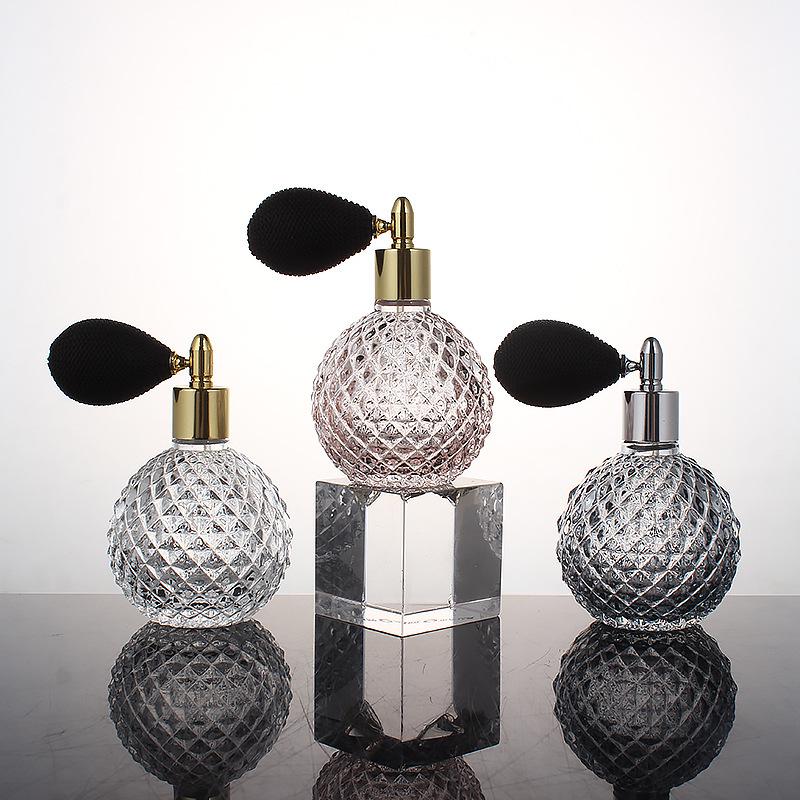100ML Pineapple-Design Transparent Perfume Bottle with Long Airbag Spray, 18 Caliber Hedgehog Round Glass.