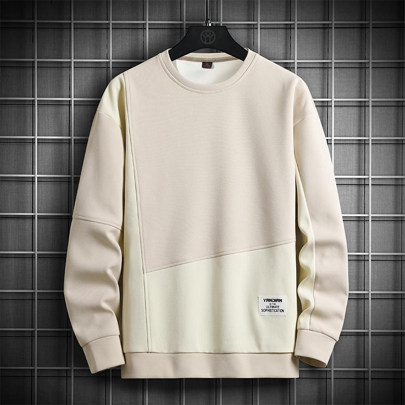Bluza z długim rękawem dla mężczyzn, jesień i zima, nowy styl, okrągły dekolt, luźna i uniwersalna, modna koreańska koszula w stylu kurtki bazowej