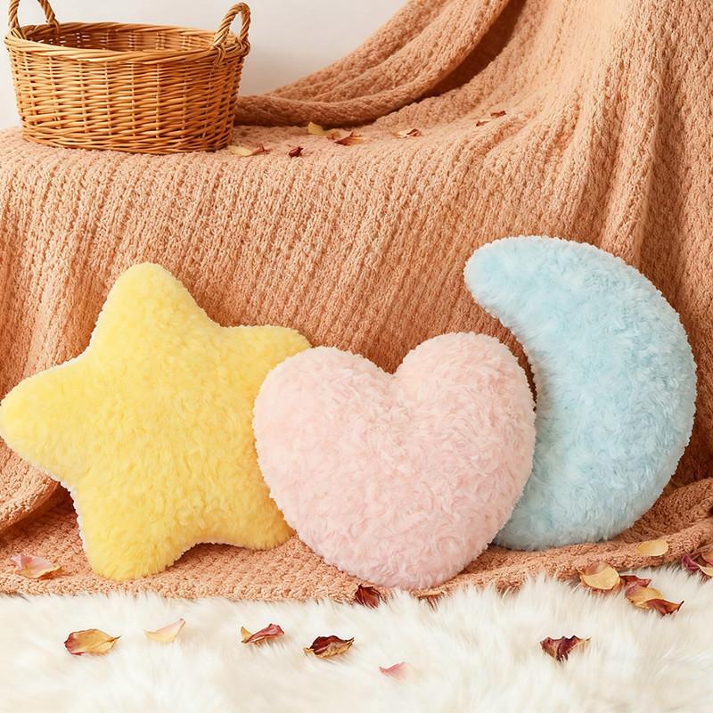 Plüsch Herz Mond und Sterne Kissen Set Für Kinderzimmer Dekoration Und Geschenkideen