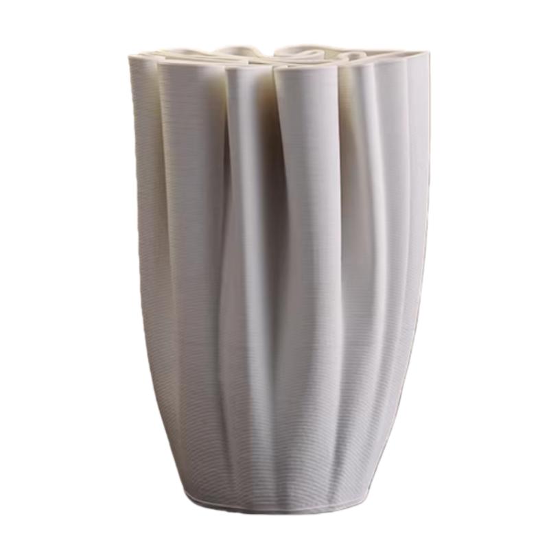 Trójwymiarowa Geometryczna Plisowana Ceramiczna Waza Doniczka Ceramiczne Rękodzieło Falisty Kształt Wazonik Dekoracja Domu