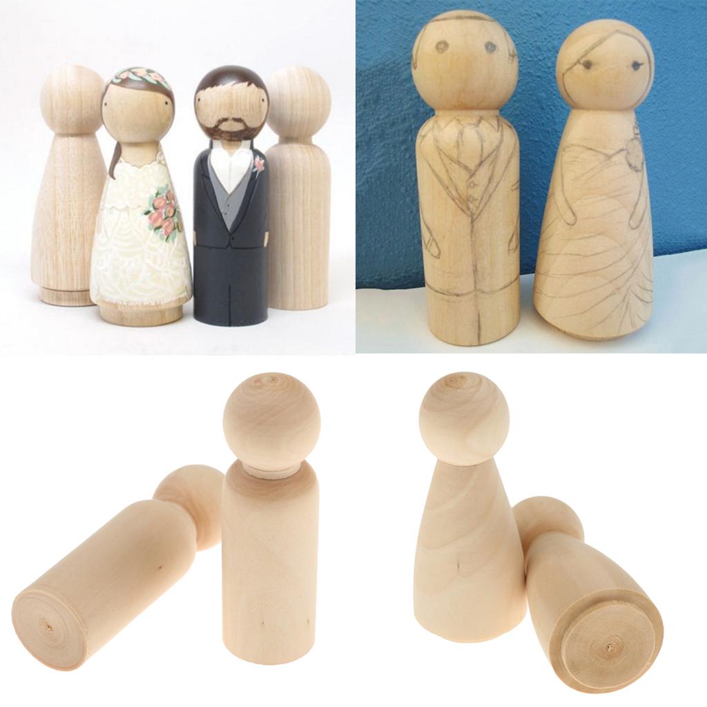 20 Pack Wooden Peg Doll Bodies Unfinished Plain Blank Decorative DIY- - Give Children The Holiday