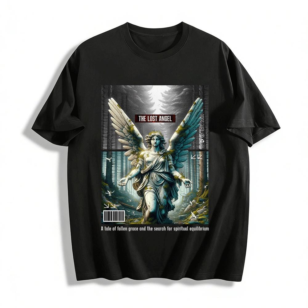 

The Lost Angel Forest Statue Print Unisex Trendy Tee Pure cotton T-shirt XXS
