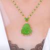 1011 new pendant mini antique national style green Maitreya Buddha sand gold atmospheric necklace large