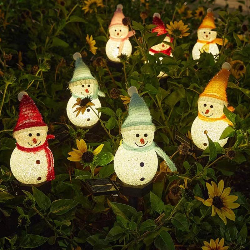 Christmas Snowman Ground Mounted Solar Outdoor Waterproof Lawn Light Courtyard Festive Atmosphere Decoration Warm Night Light