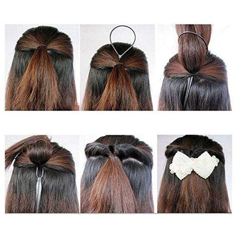 2pcs/Set Ponytail Creator Plastic Loop Black Pony Topsy Tail Clip Hair Accessories Braiding Maker Styling Tool For Women Girls