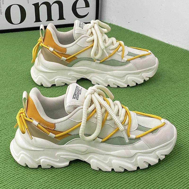 New spring and summer casual running sports mesh breathable inner heightening thick-soled dad trendy shoes
