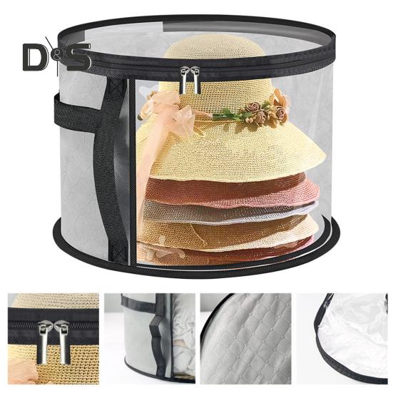 Nadměrná průhledná taška na klobouky s uchem, zapínáním na zip, průhledným designem, skládací organizér na kovbojské klobouky, pouzdro na klobouky se širokým okrajem