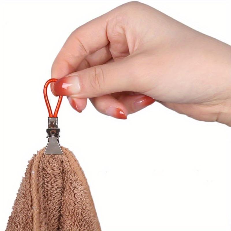 Set of 4 Towel Clips for Tea Towels, Suitable for Kitchen and Bathroom Use, Featuring Multipurpose Hangers with Loop Hooks for Convenient Home Storage