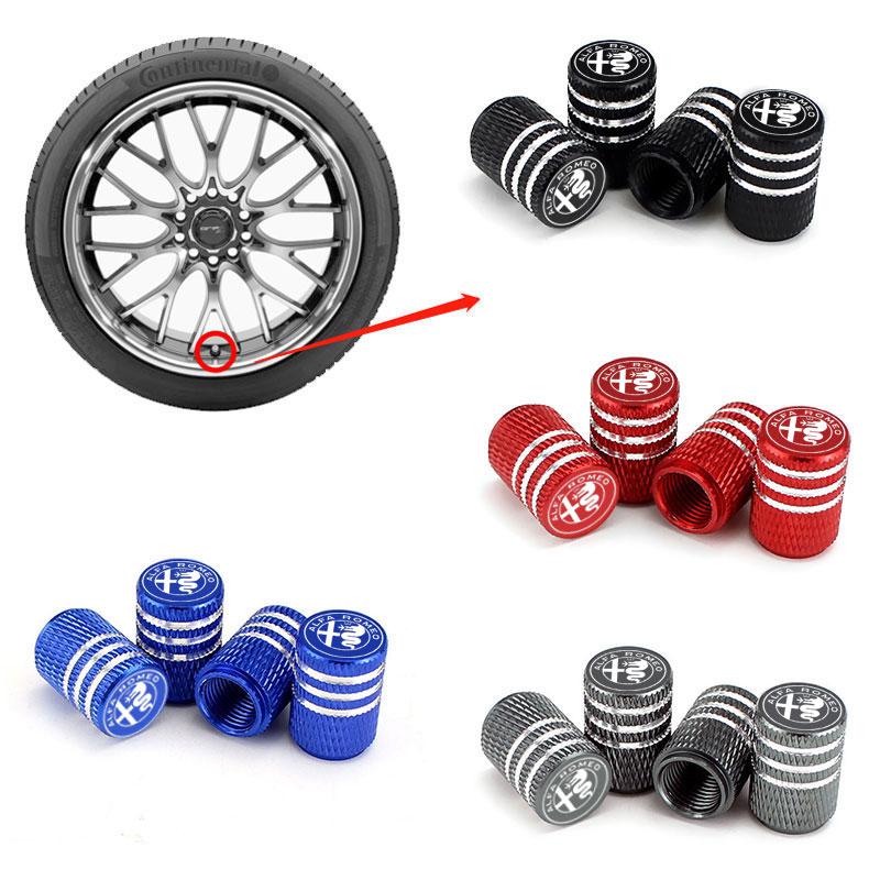 Car Tire Valve Cap Aluminum Tire Wheel Stem Air Valve Cap For Alfa Romeo Giulia Stelvio Giulietta 159 147 156 166 Car Accessorie Ysdf45