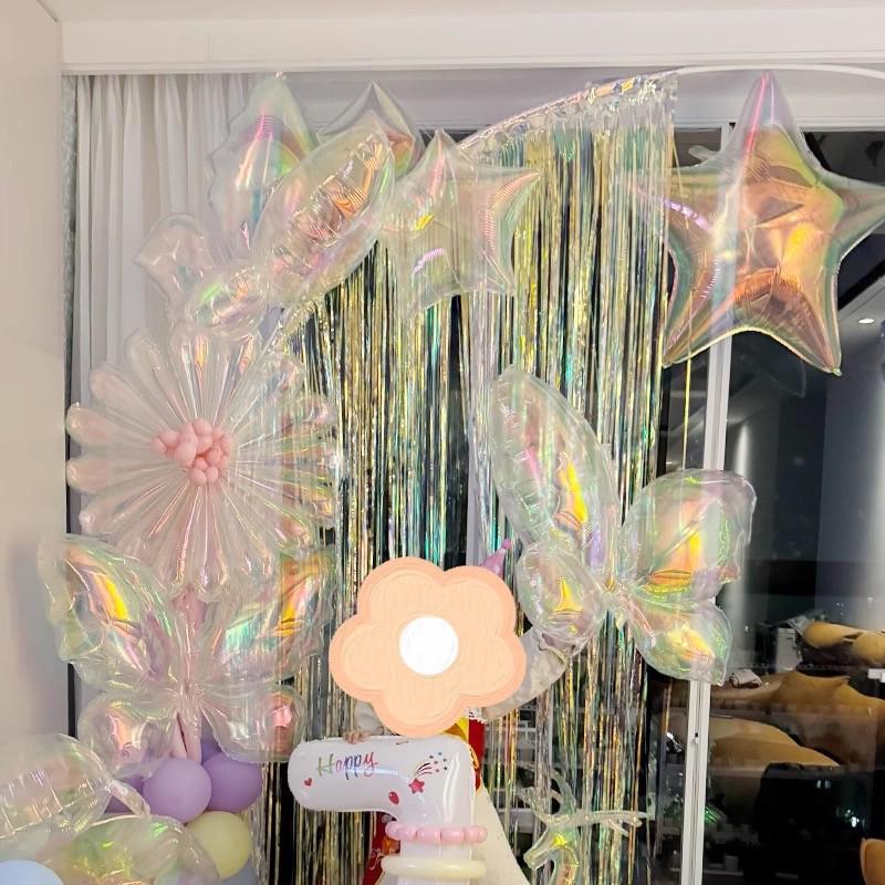 Colorful Crystal Transparent 4D Star & Daisy Balloons for Ocean Birthday Party
