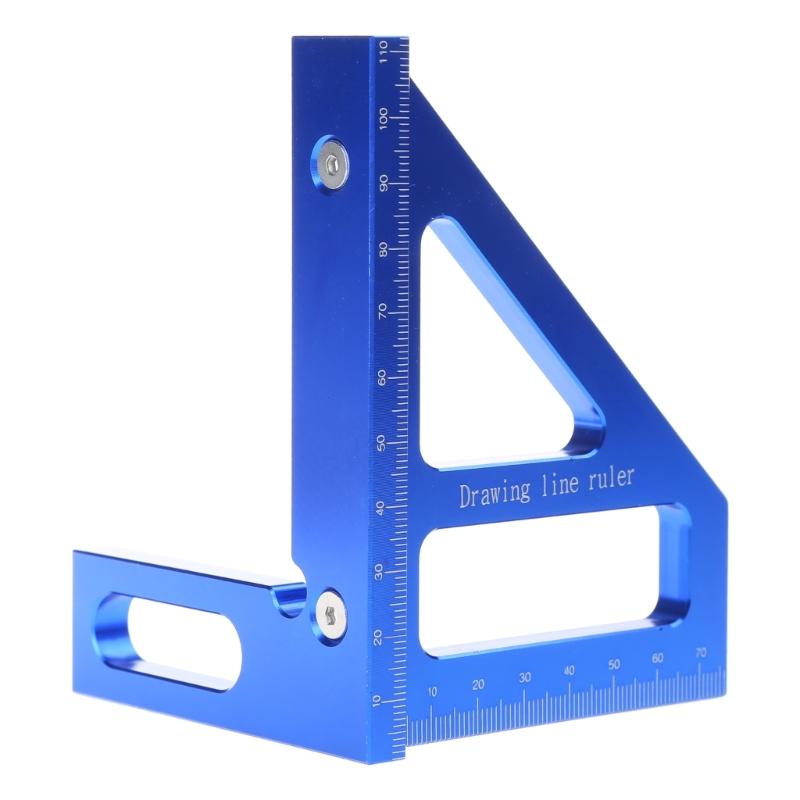 

45/90 Degree Aluminum Miters Triangle Ruler Scribers High Precisions Layout Multipurpose Measuring Tool for Engineers синий