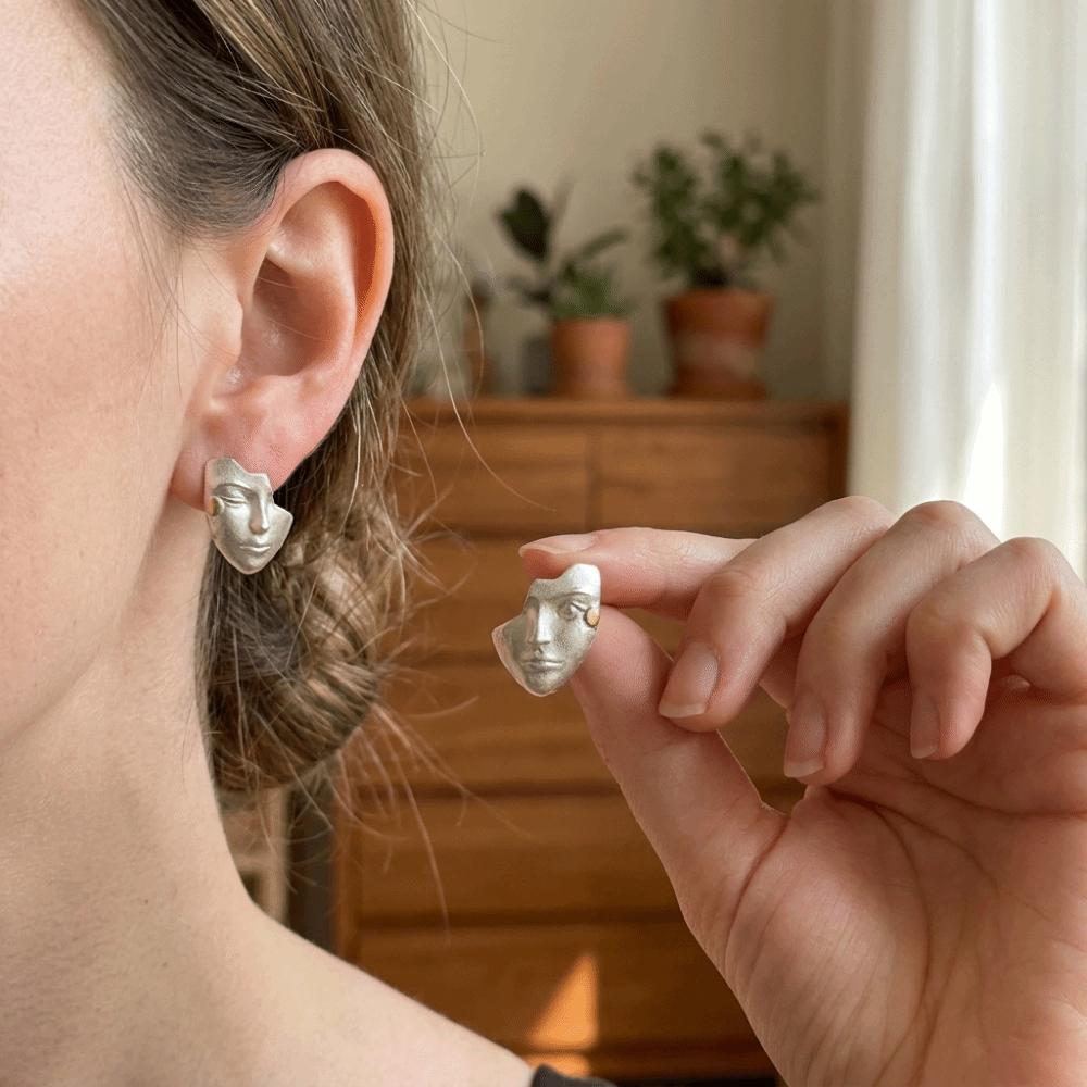 Retro Artistic Geometric Earrings Gothic Mask Asymmetrica Apollo Lyre Earrings Date Night