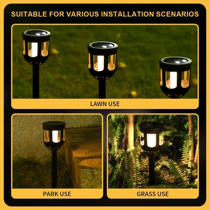 Solar Tiki Torches Flickering Flame Waterproof Outdoor Solar Lights Auto On/Off Decorative Lighting for Garden Yard Patio Pathway