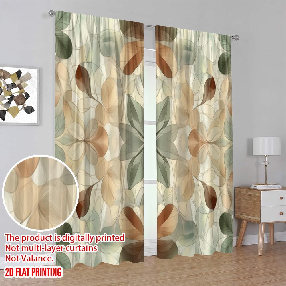 2 szt., druk płaski 2D Minimalistyczne zasłony Floral Mirage Tkanina poliestrowa (bez pręta) Dekoracje do użytku domowego do sypialni &