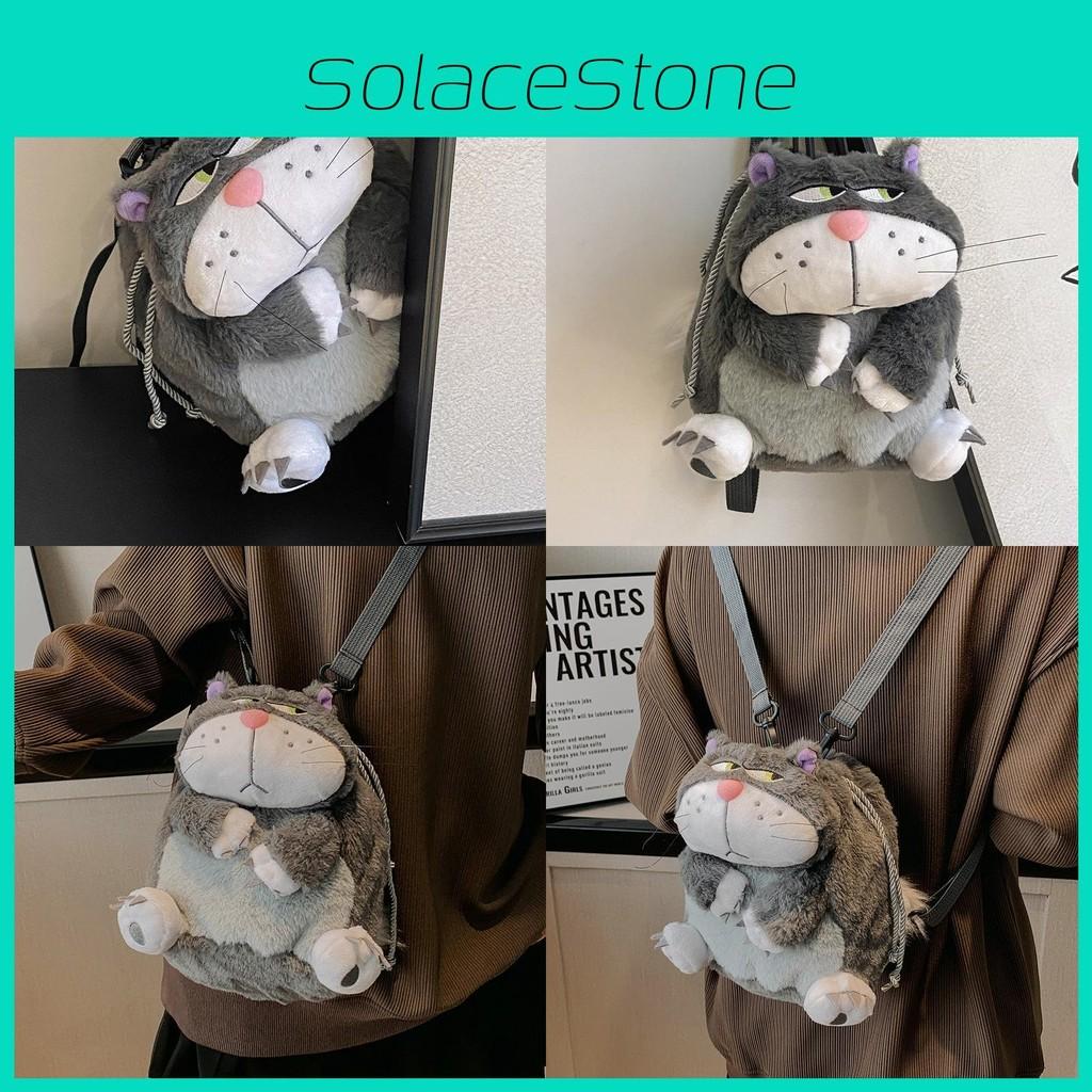 Lucifer Cartoon Cat Plush Shoulder Bag With Drawstring Closure For Daily Use