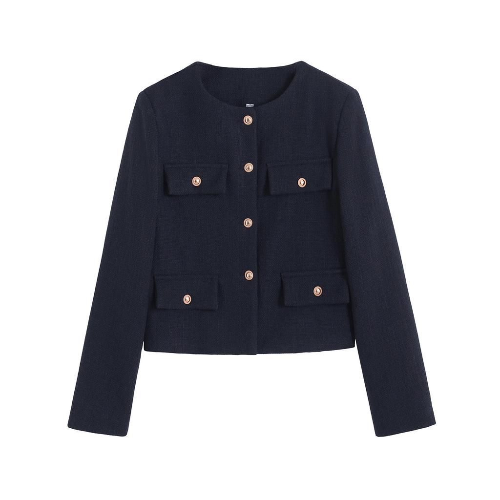 Autumn new women's style design sense fashion versatile casual button coat