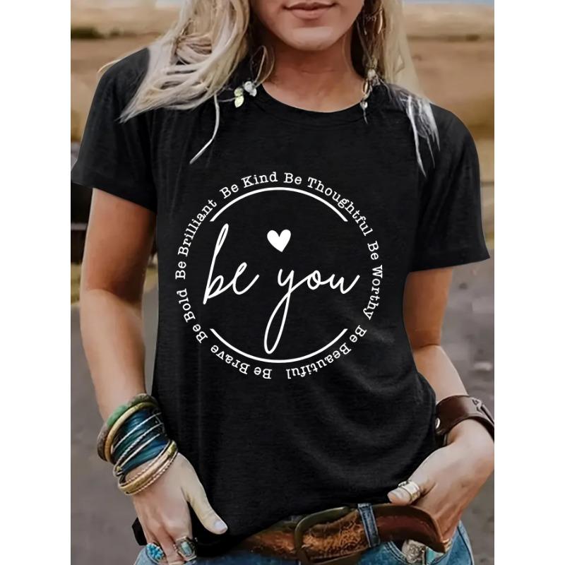 Women's Clothing Slogan Pattern Round-neck Short-sleeved Casual and Fashionable T-shirt