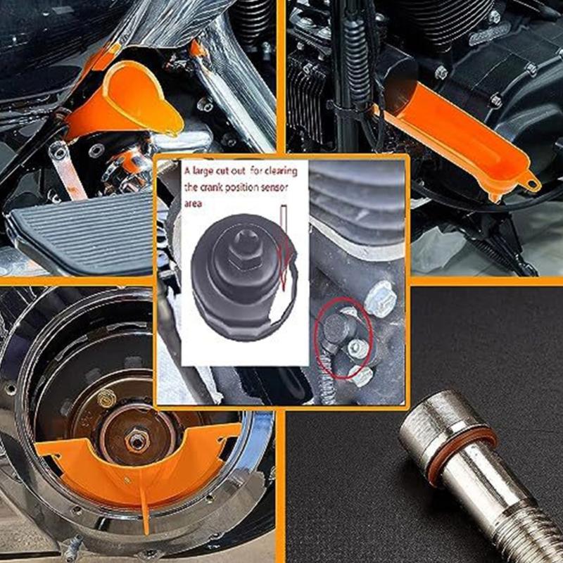 Crankcase Fill Funnel Primary Case Oil Fill Drip Frees Oil Filter Funnel, Oil Filter Wrench and Primary Drain Plug Set