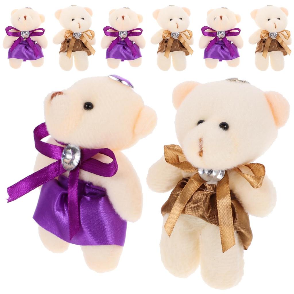 Alasum Small Plush Bears, Set of 10, Fluffy and Cute, Perfect for Kids and Girls, Home Decor, Miniature, Christmas, Graduation, Valentine's Day Gifts