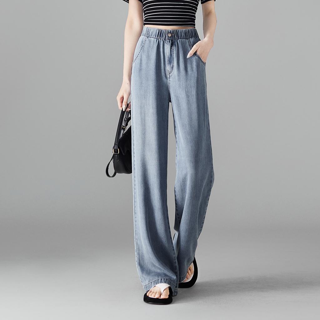 Thin Elastic Waist Wide Leg Pants for Women In Summer 2025, Fashionable, Loose and Versatile, Slimming and Floor Hugging Pants
