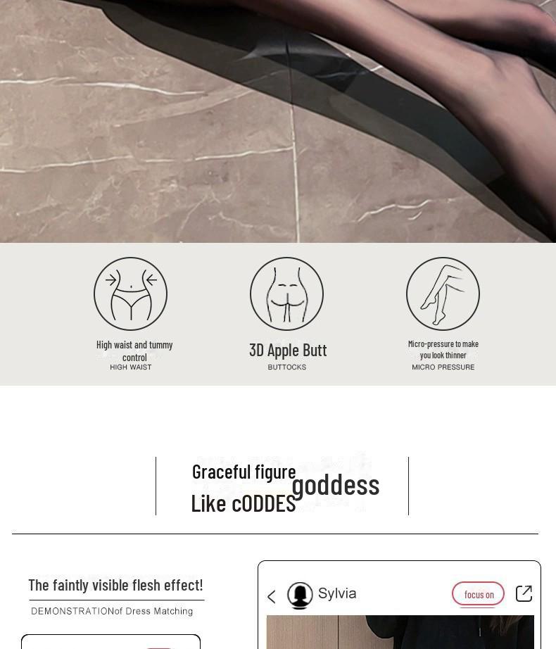 Black Velvet Silk Sheer Pantyhose - Winter Bare Leg Effect, Fake Transparent Bottoming Socks