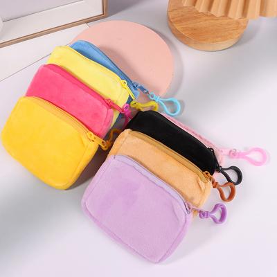 Solido portamonete in peluche da donna, grazioso portafoglio, porta carte d'identità, portachiavi, portamonete minimalista, portafogli kawaii per donna
