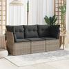 Vidaxl 3-teilige Gartensofa, mit Kissen, Grau, Polyrattan