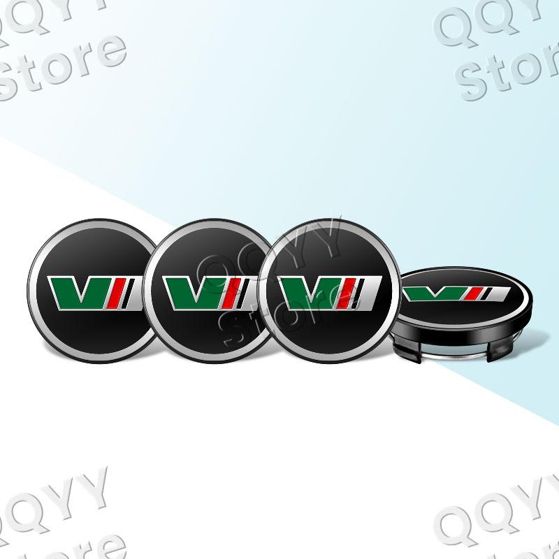 HSW2 4Pcs V VRS Logo Car Tire Wheel Center Hub Caps Decor Stickers For Skoda Octavia 1 2 3 Kamiq Superb Rapid Kodiaq Karoq Fabia
