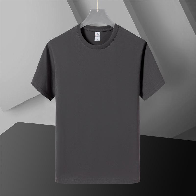 Nové pánské mládežnické česané jednobarevné tričko s krátkým rukávem Pánské jarní a podzimní spodní tričko Trendy všestranný Ins top