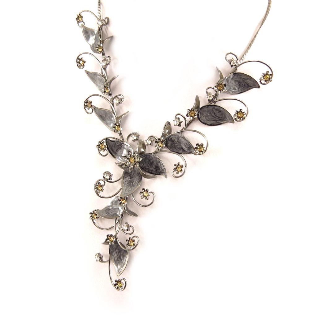 Les Trésors De Lily [D3561] - Gray 'Gala' Designer Necklace