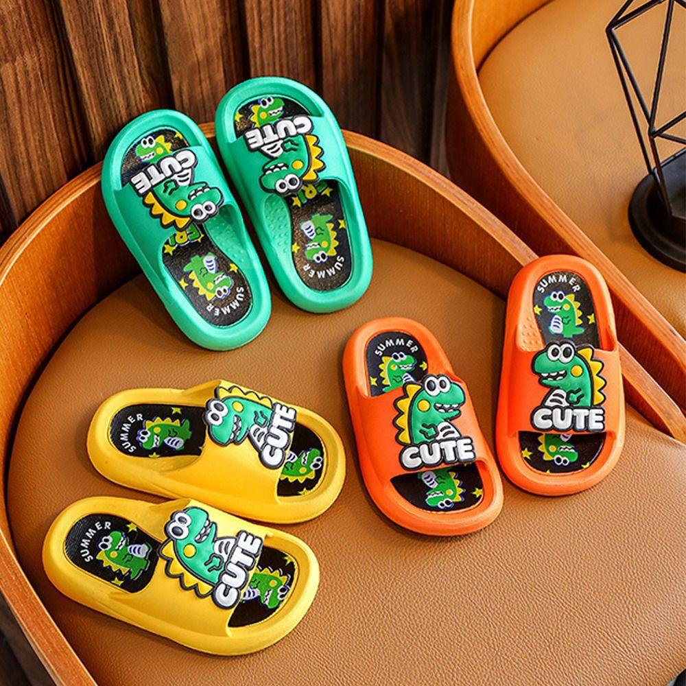 

Platform Cute Dinosaur Slippers Anti Slip Children s Bathroom Sandals Cartoon Animal Slippers Boys EUR24-25 зелений